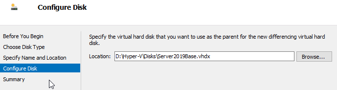 Specify Parent Disk
